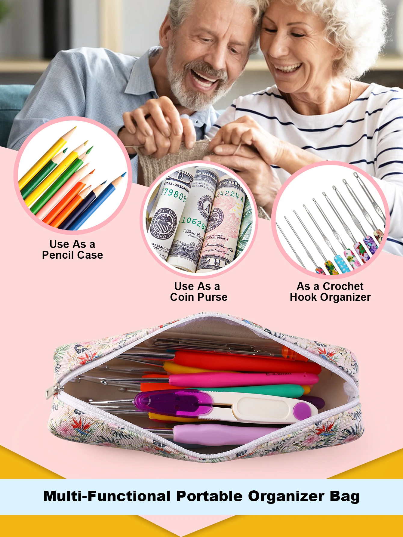1 قطعة هوك كروشيه فارغة حقيبة التخزين المحمولة مقاوم للماء اليد المنسوجة إبرة تنظيم أكياس DIY بها بنفسك الخياطة اكسسوارات أدوات التخزين