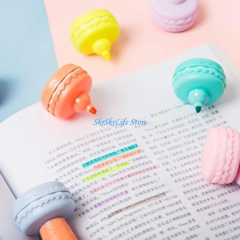 

E65E 6 Pcs Macaron Highlighter Detachable Combinable Mini Highlighter 6 Colors Paint Maker Pen Set Great Gloss High