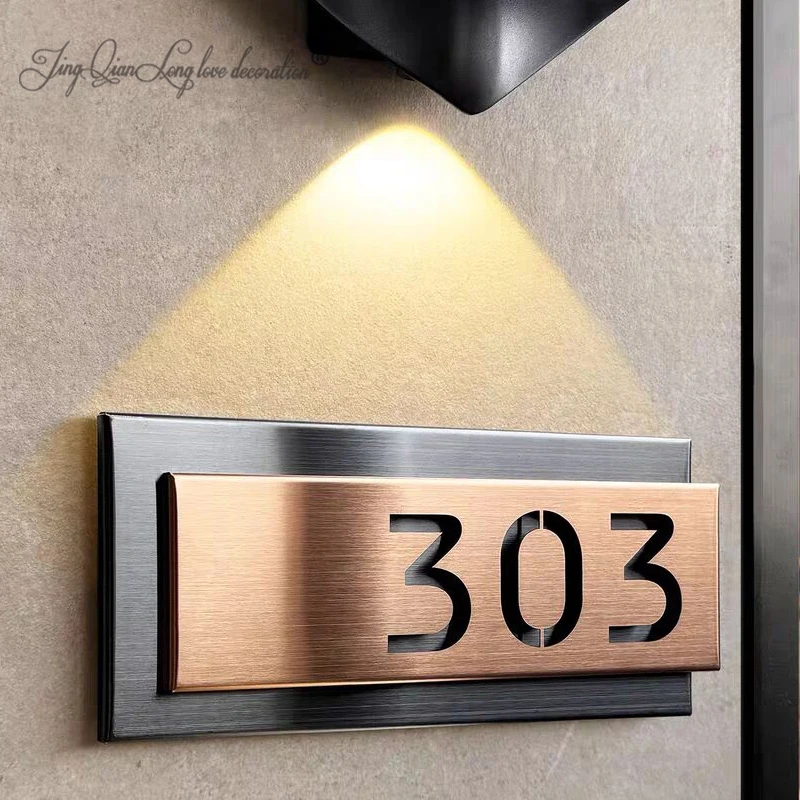 علامات عناوين مخصصة، علامات عناوين من الفولاذ المقاوم للصدأ، لوحات أرقام الباب، لوحات أرقام العنوان #3