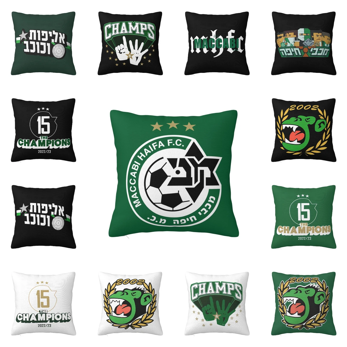 Israel MHFC Maccabi - Haifa 2-Pack Square Throw Pillow Case Cover Double-sided Printing Cushion Covers Home Decor Sofa Couch Bed