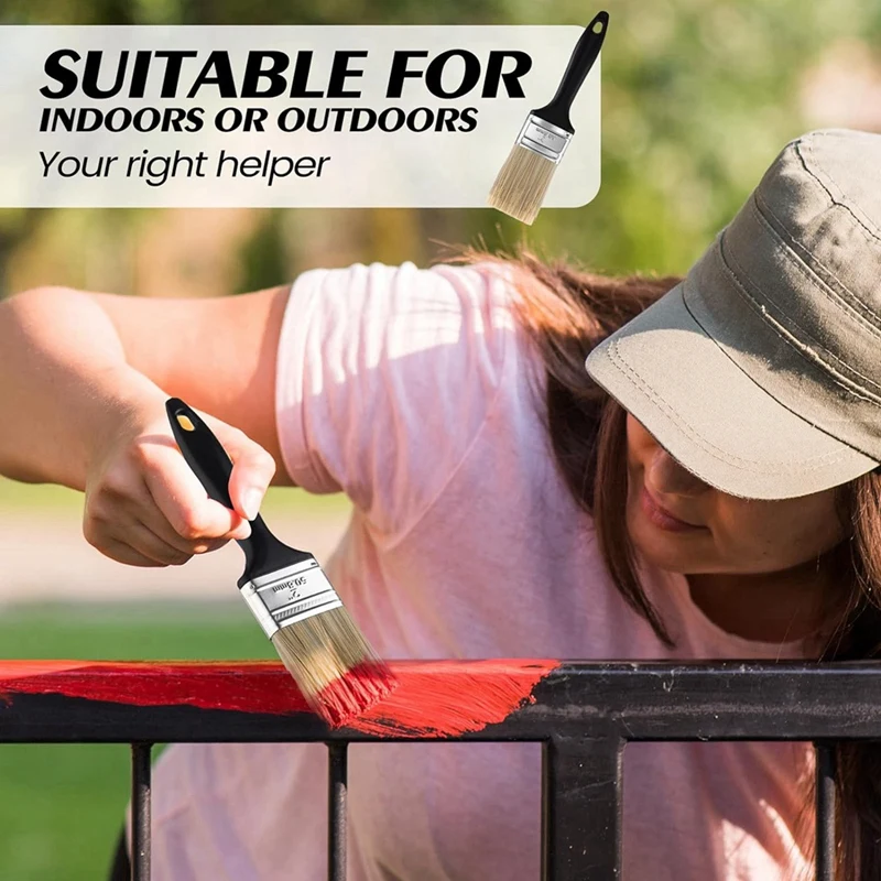 فرش طلاء مسطحة بمقبض بلاستيكي لطلاء ذاتي الصنع ، أدوات احترافية ، 2 بوصة ، 10 بوصة معالجة