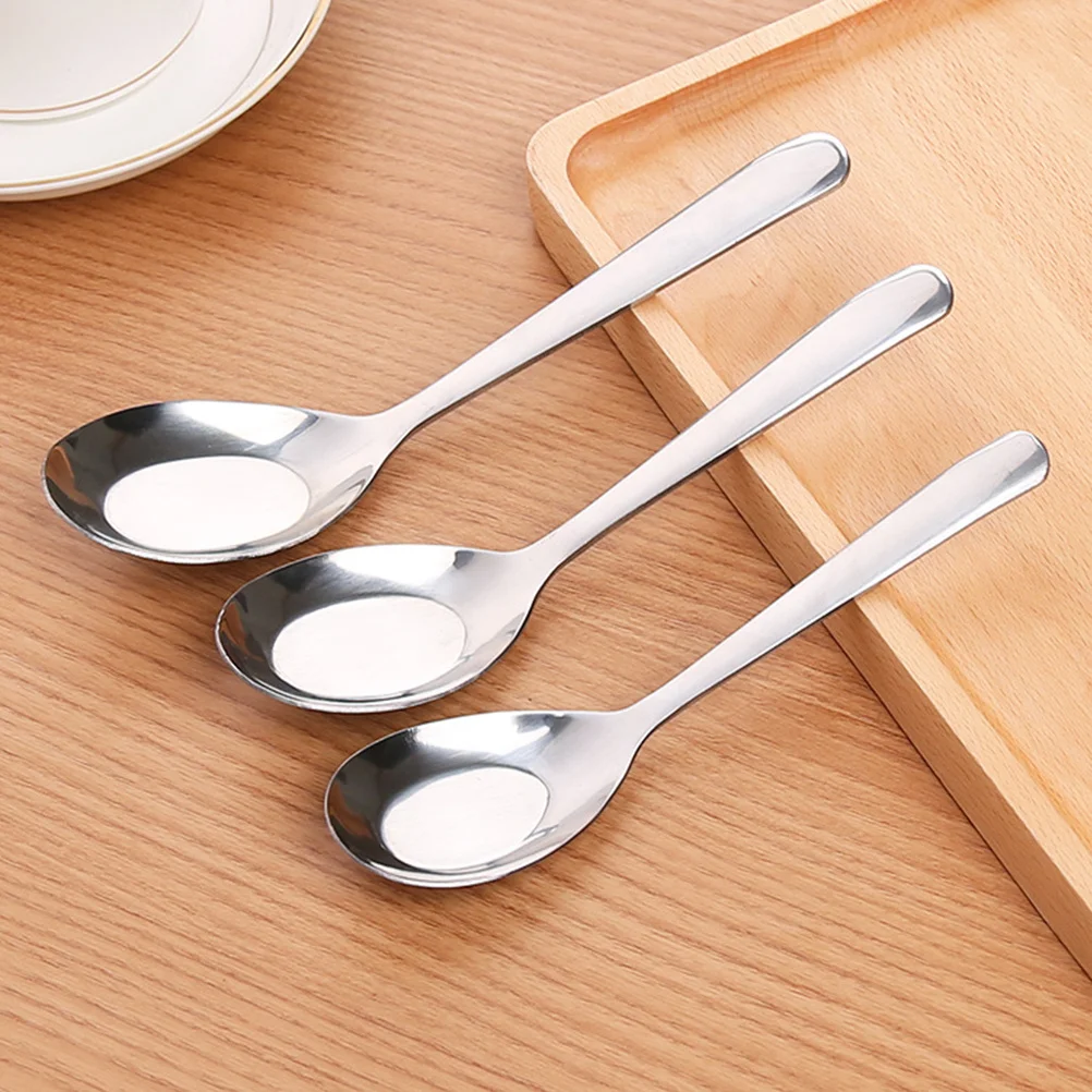 

5Pcs Soup Spoons Stainless Steel Long Handle Porridge Spoons for Rice Cereal Oats Fried Rice Ramen Easy to Clean