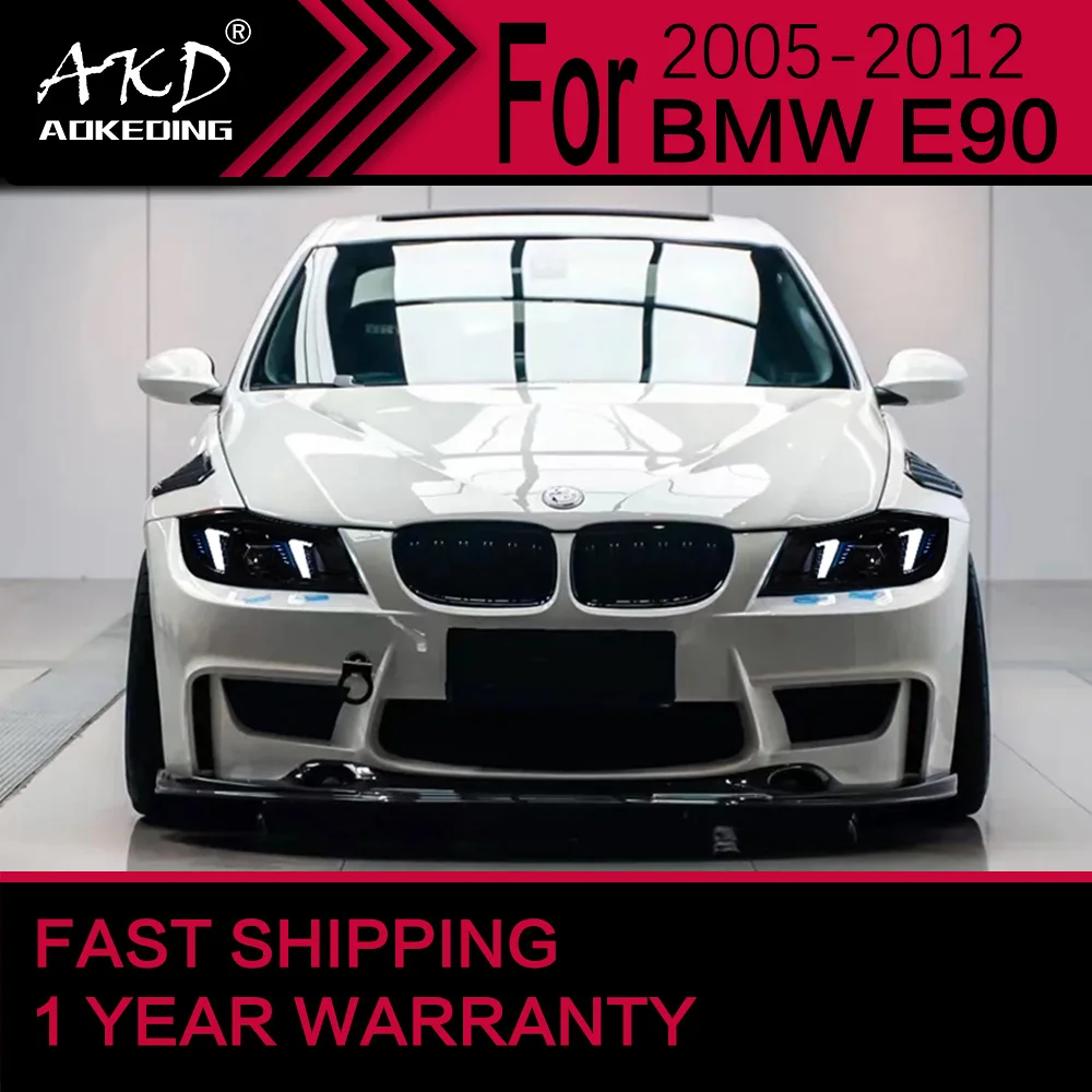 2PCS AKD Head Lamp for BMW E90 LED Headlight 2005-2012 Headlights DRL Turn Signal High Beam Angel Eye Projector Lens