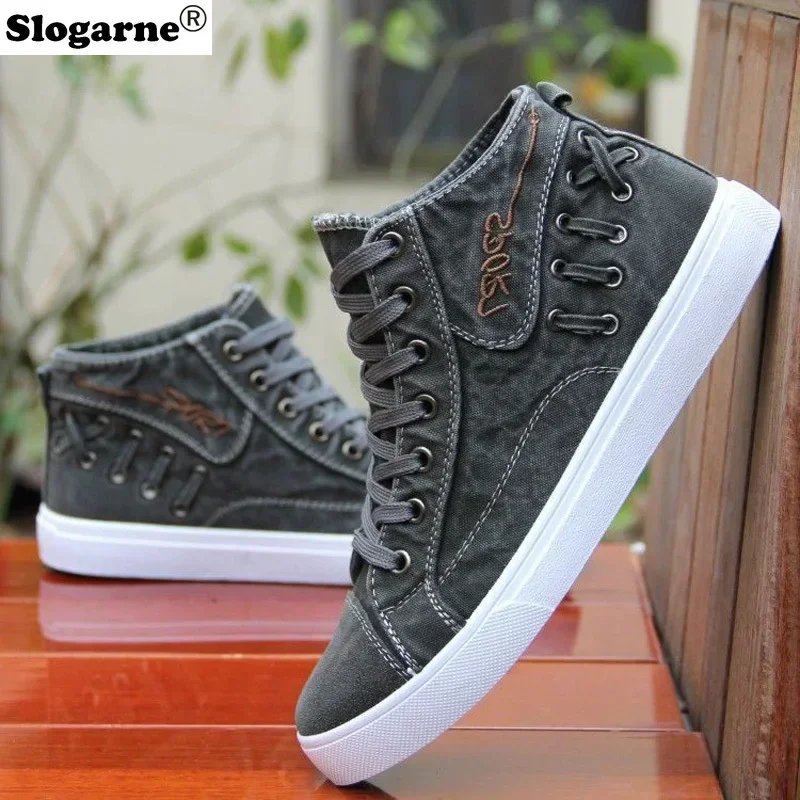 Men's Canvas Boots Spring Casual Sneakers Male Canvas Shoes Skateboard Flats Man High Top Casual Sports Shoes Skate Shoes