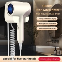 Blue Light Negative Ion Wall Mounted Hair Dryer 1800W High-Power Non-Punching for Hotel And Home Use Latest Model