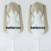 Anime Maka Albarn Cosplay Wigs Linen Double Clip Ponytail Heat Resistant Synthetic Hair Cosplay Wig + Wig Cap