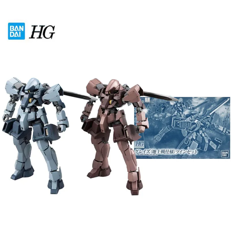 

Bandai Genuine Gundam HG IBO Series 1/144 Model Garage Kit Anime Figure GRAZE GROUND TYPE TWIN SET Boy Action Assembly Toy