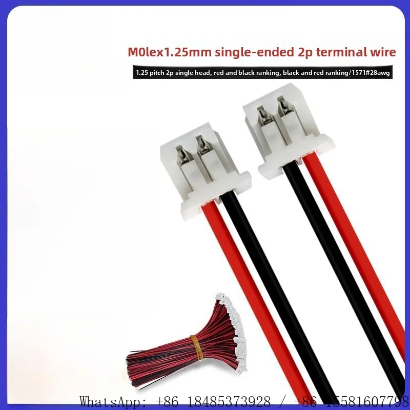 1.25mm Pitch 2P 28AWG 1571 Single End Terminal Wire 3-50CM Electronic Connection Cable