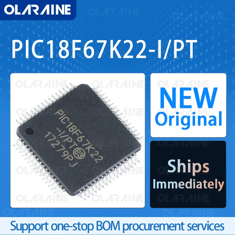 1/5/10Pcs PIC18F67K22-I/PT TQFP-64 8-bit microcontroller -MCU RoHS Core AVR Data RAM 3 kB 53 I/O Voltage 5.5 V