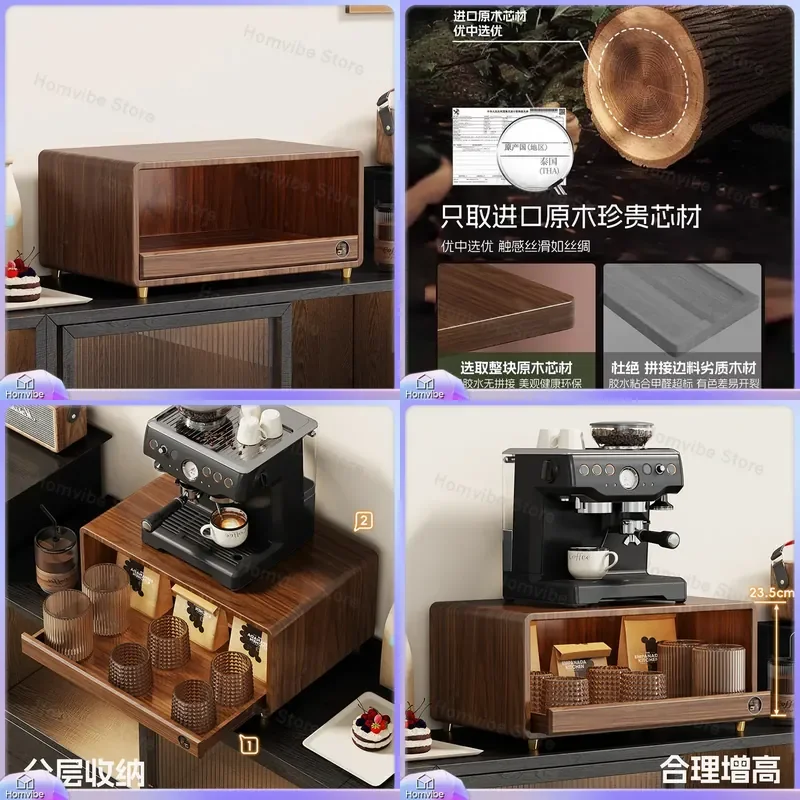 Solid Wood Desktop Storage Cabinet Antique Countertop Rack for Coffee Capsules Water Cups Side Organizer Furniture