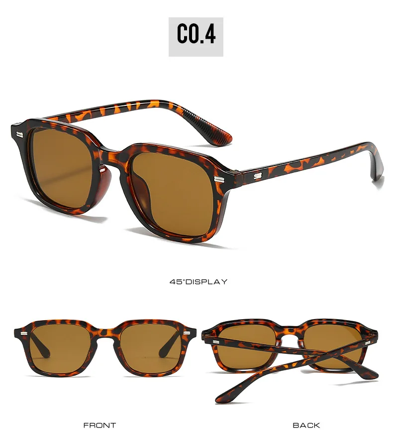 Retro-Sonnenbrille mit Metallnieten, UV400, leichte, schlanke, rechteckige Sonnenbrille für Männer und Frauen, zum Fahren, modische Alltagsbrille – Detail 12
