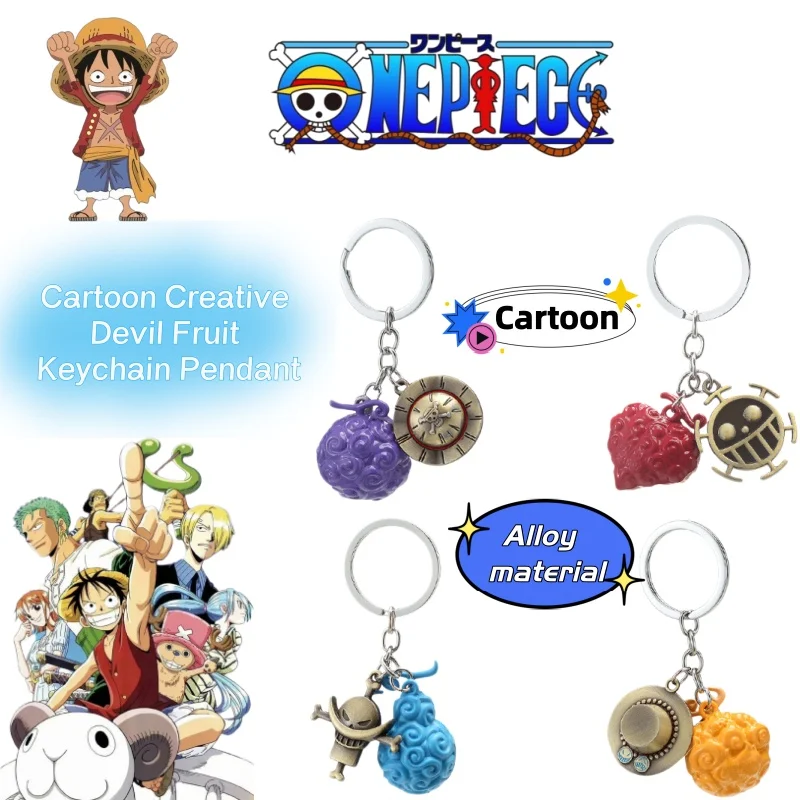 Llavero de anime de One Piece con Fruta del Diablo, colgante de llavero de Fruta Gomu-Gomu de Luffy y Fruta Llama-Llama de Ace, juego de dos piezas