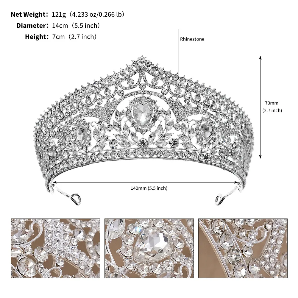 DIEZI 5 Colors Elegant Luxury Crystal Tiara Crown For Women Girls Wedding Party 2023 New Bridal Hair Dress Jewelry Accessories