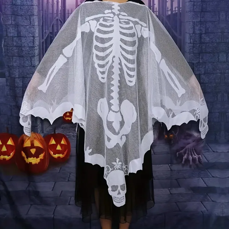 

Black Magic Spider Web Bat Womens Cloak Cloak Halloween Horror Gentle Shawl Costume Accessories White Lace Spider Web Shawl