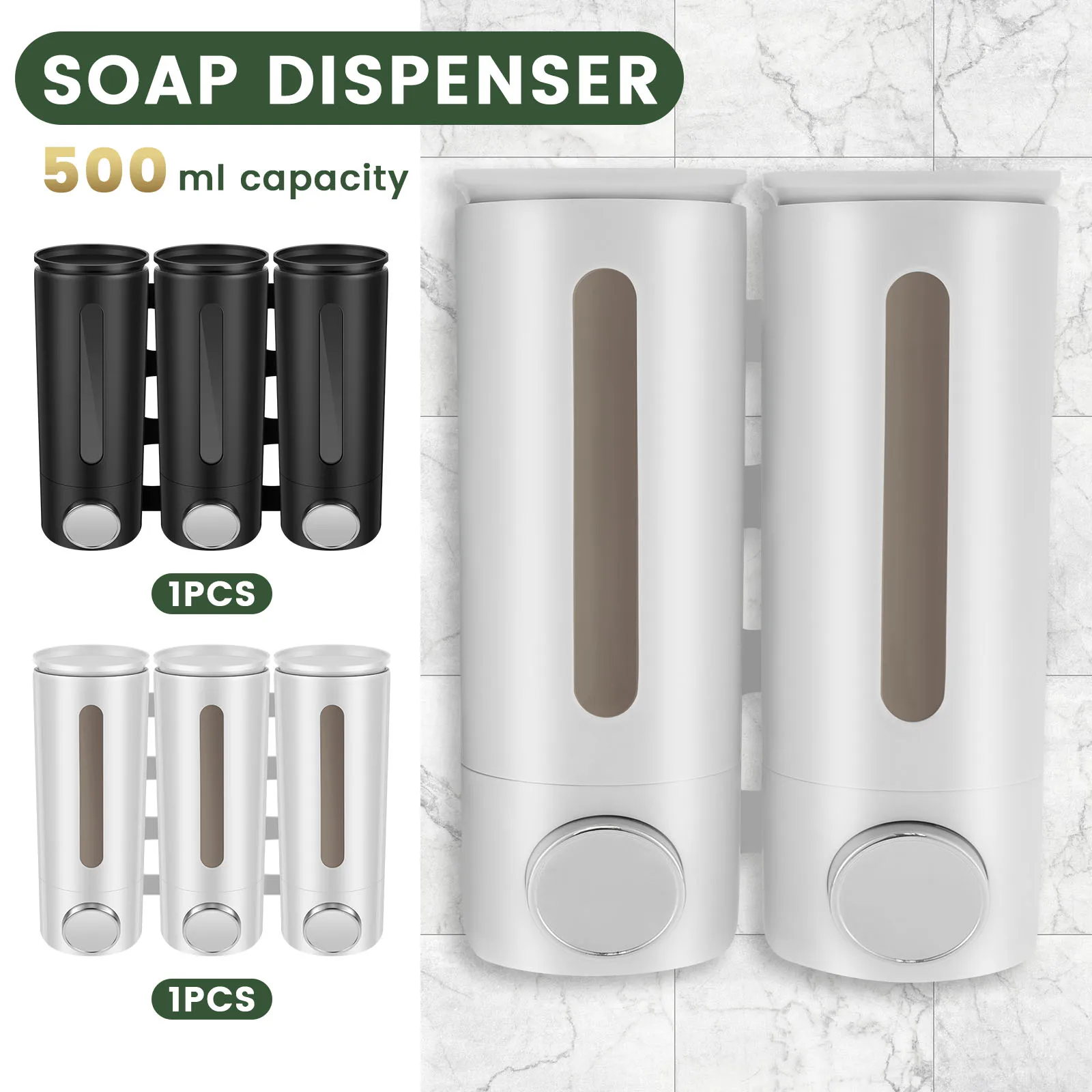 1.5L 3 Heads Manual Soap Dispenser Wall Mounted Bathroom Liquid Washing Hand Home Hotel Shower Gel Shampoo Liquid Soap Dispenser