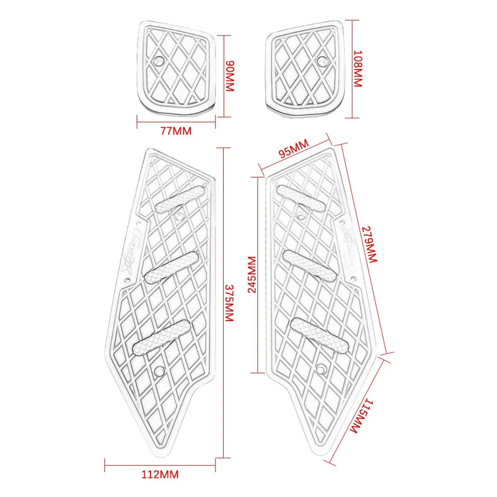 Foot Rest Pedal Foot Board Set Aluminum Anti Slip for BMW C400x 2018-2025 Simple Assembly Lightweight Sturdy Professional