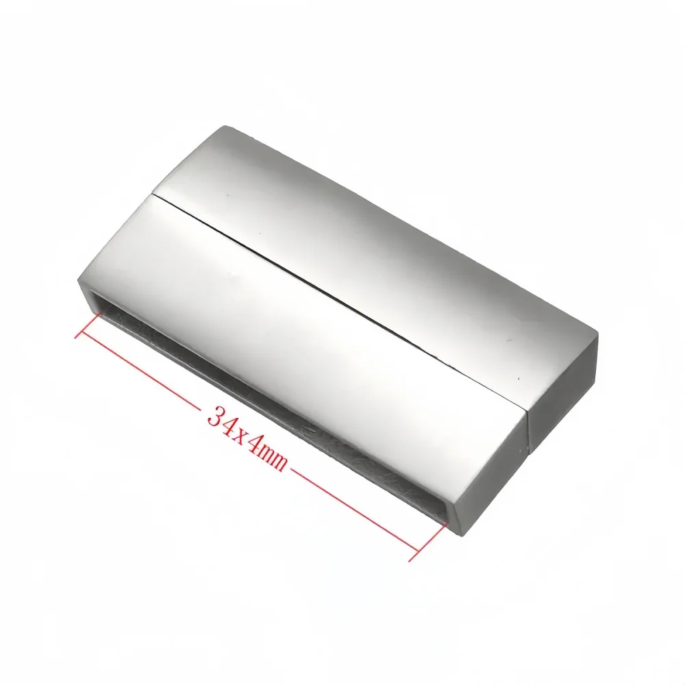 5Pcs Stainless Steel Magnetic Clasp 34x4mm Hole Leather Cord Bracelet Magnet Lace Buckle Necklace DIY Jewelry Making Accessories