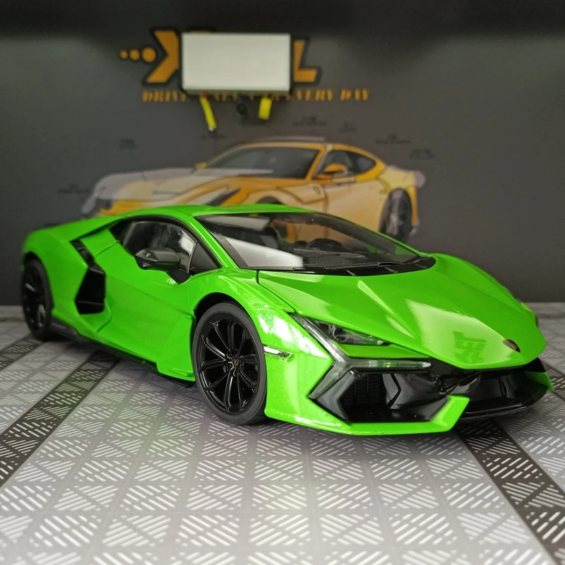 Modelo de coche de aleación Lamborghini Revuelto 1:18, puertas y capó del motor se pueden abrir, con funciones de sonido e iluminación.