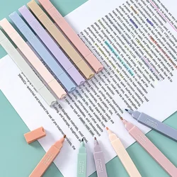 6 Pcs/Set Highlighters Set Cute Kawaii Candy Color Markers Pens Double Ends Pastel Back To School  Japanese Stationary Supplies