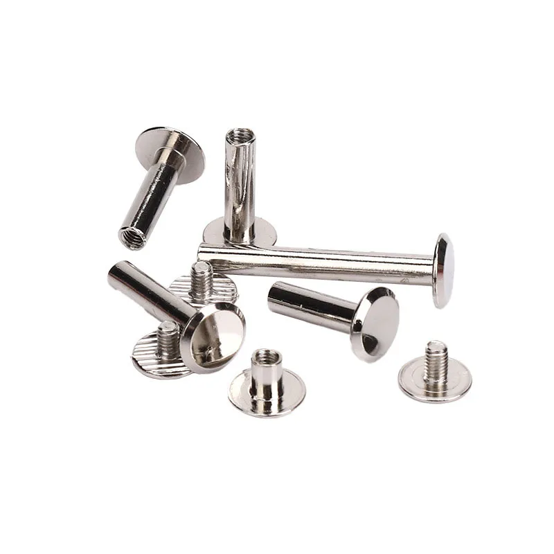 10sets Binding Chicago Screws Silver Belt Screw Nails Long Studs Rivets Leather Craft Hardware Accessories Rod Length 4~30mm