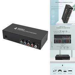 AV Component Video Audio Splitter 1 In 4 Out, 4-Way RCA/Ypbpr Component Audio AV Splitter AV Video Switch Box; For DVD