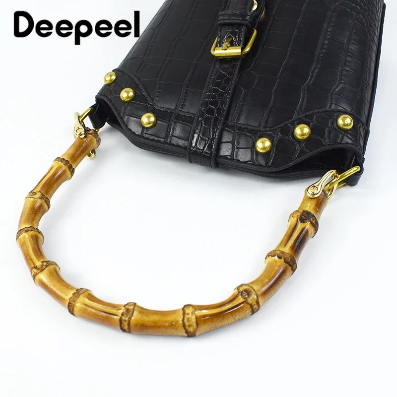 1-5Pcs Deepeel 9/10/12cm Imitation Bamboo Handle for Handbag Purse Kiss Clasp Wallet Woven Bags Handles DIY Crafts Accessories