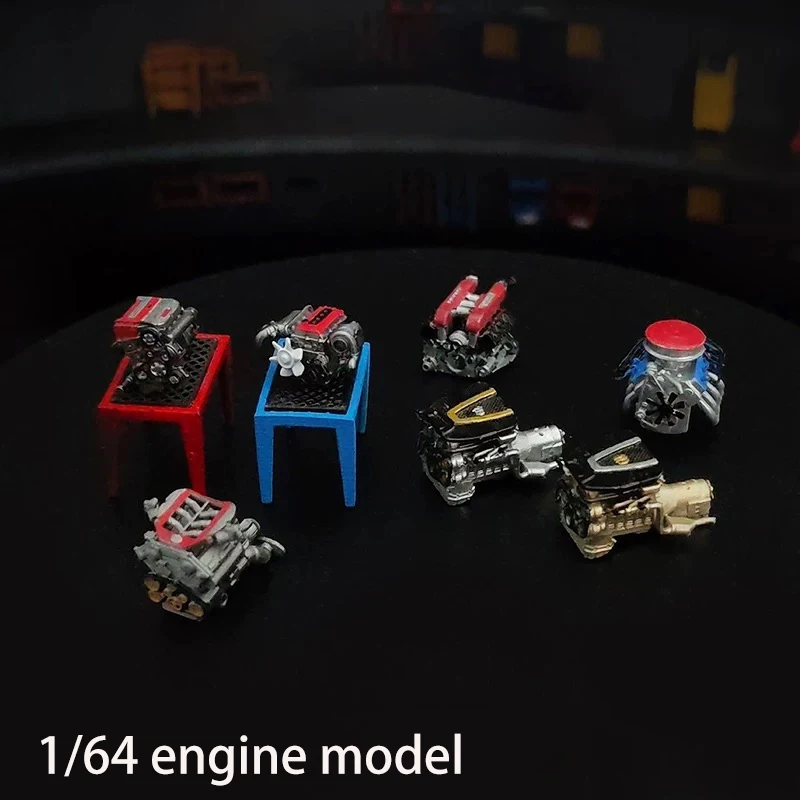 O modelo de mesa de exibição do modelo de motor em escala 1/64 é adequado para combinação de cena de modelo de carro 1/64