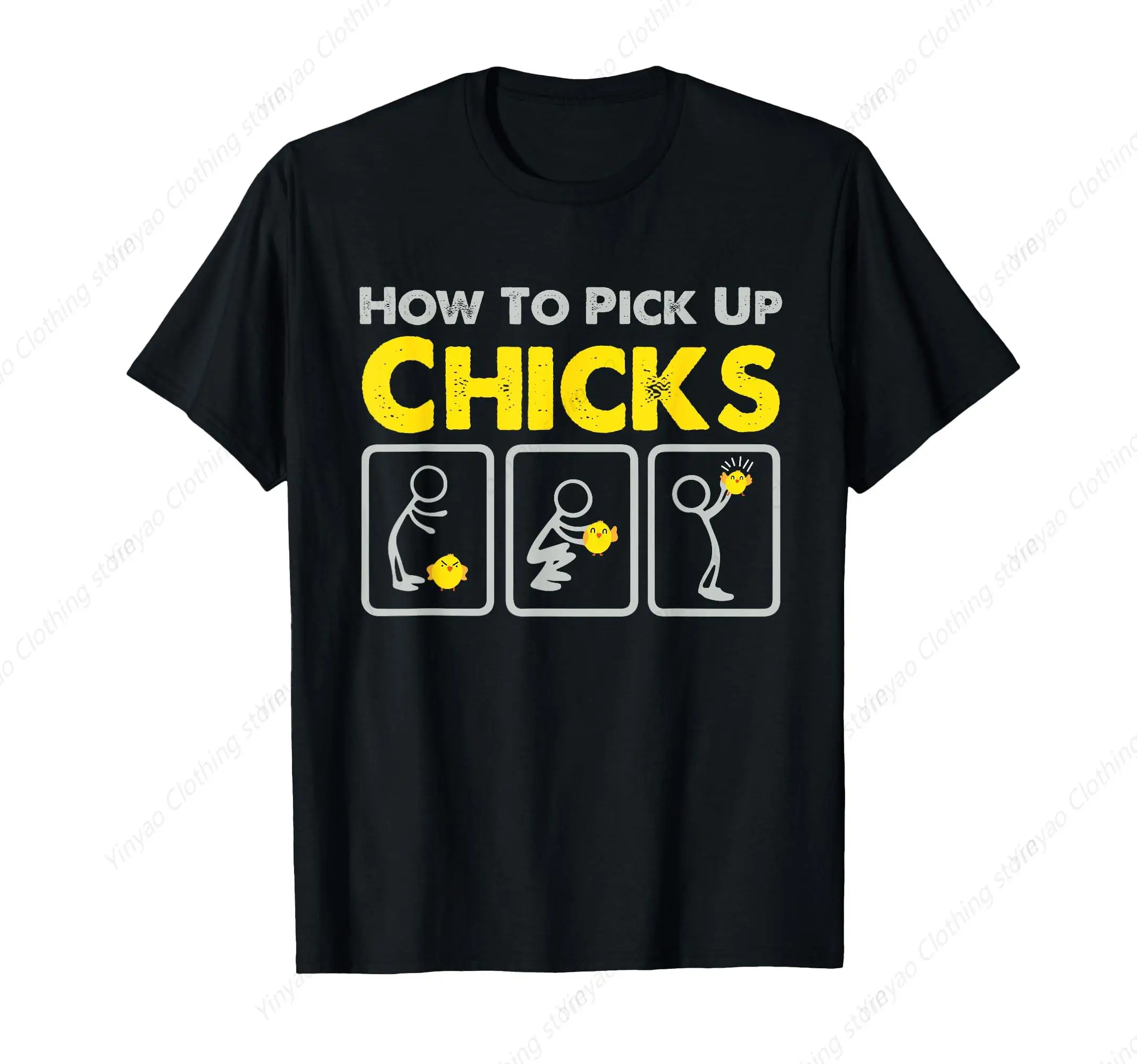 

How To Pick Up A Chicken With Interesting Satirical Joke Patterns Men'S And Women'S T-Shirts Cool Pure Cotton Round Neck Shirt