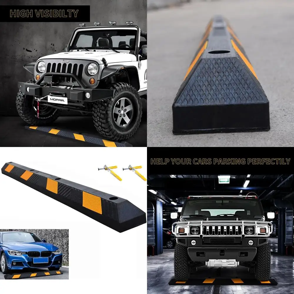 

72 Long 4 Tall Heavy-Duty Rubber Wheel Stopper for Perfect Vehicle Parking in Garages and Driveways