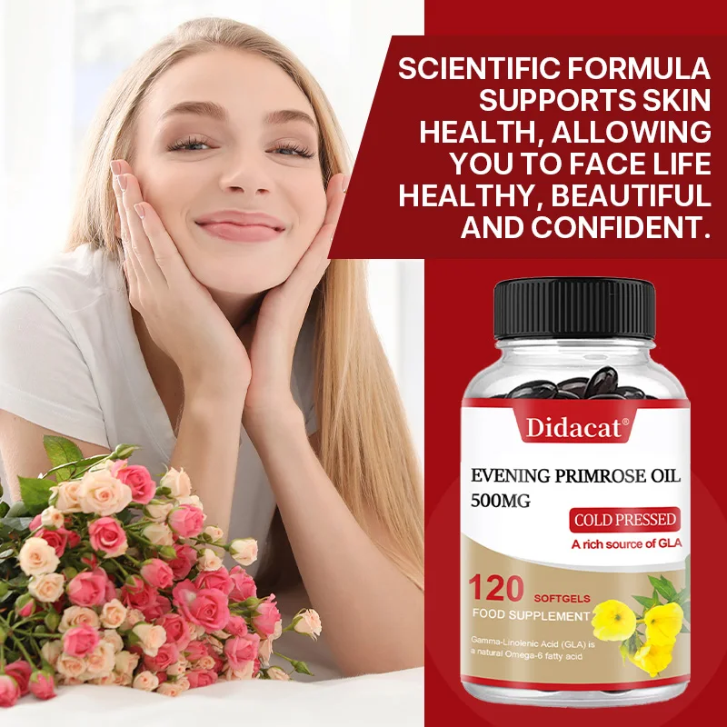 كبسولات زيت زهرة الربيع المسائية، زيت مضغوط على البارد، تعزز صحة البشرة، دعم غذائي للنساء، غير وراثيًا، 120 كبسولة