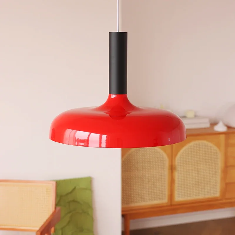 Traditional Disc Bright Red  E27 Pendant Light Suitable For Modern Decor Living Rooms Restaurant Study Rooms Lighting Fixtures