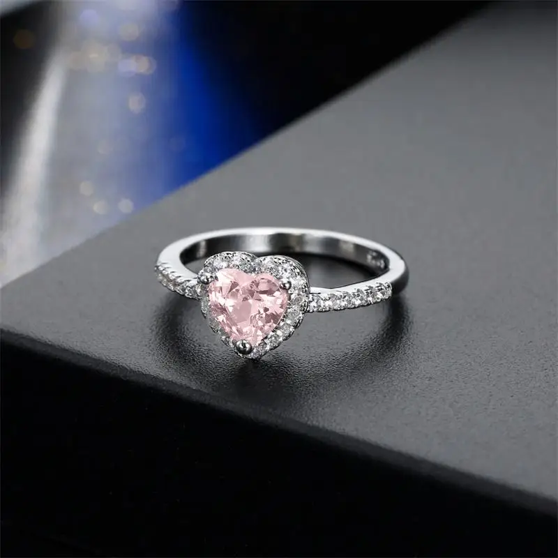 

Pink Ring 6*6mm Rings for Women 925 Sterling Silver Ring Birthday Gift Wedding Engagement