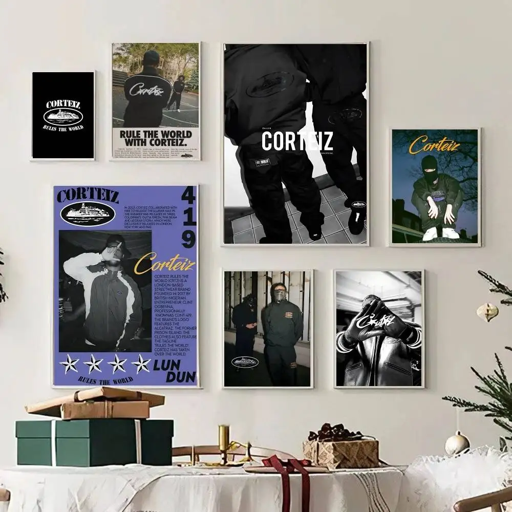 Póster de papel blanco de estrella C-Corteiz, pegatina de papel impermeable, pintura de pared de arte estético para cafetería y Bar