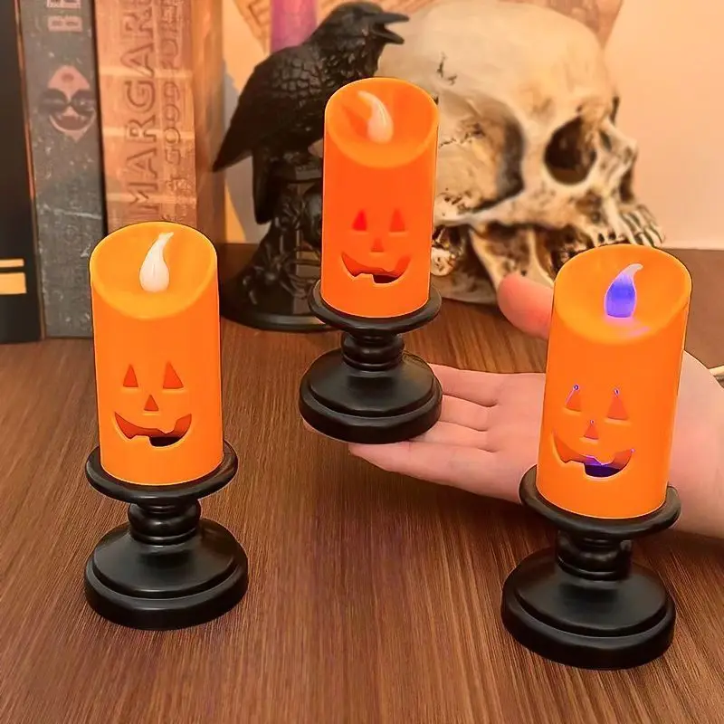 Halloween Decorative Ghost Face Candle Light – Glowing Tabletop Ornament for Bedroom Ambiance, Party Photo Booth Prop