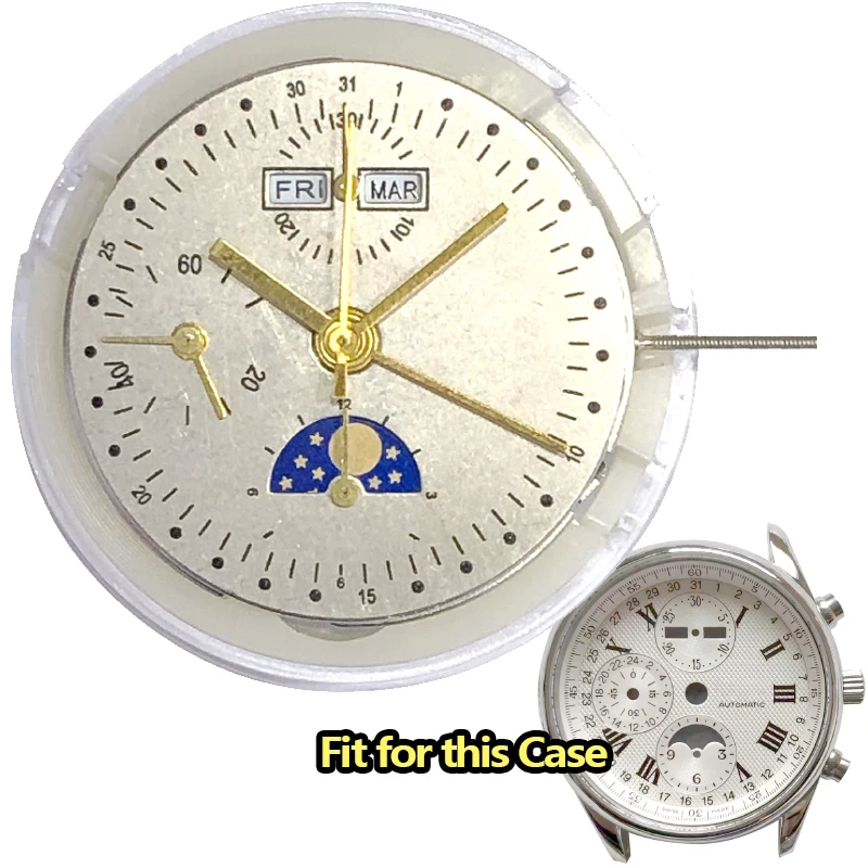7751 Chronograph 7750 Movement Mechanical Watch Calendar 2 Time Zones GMT Watch Movement Mechanical Moon Phase