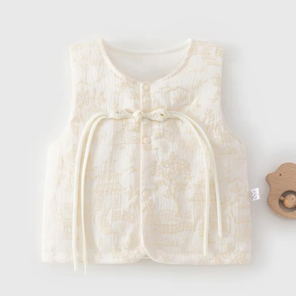 Baby Chinese New Year Vest Quilted Warm Autumn Winter 1st Birthday Infant Outerwear Waistcoat Baby Girl Clothing
