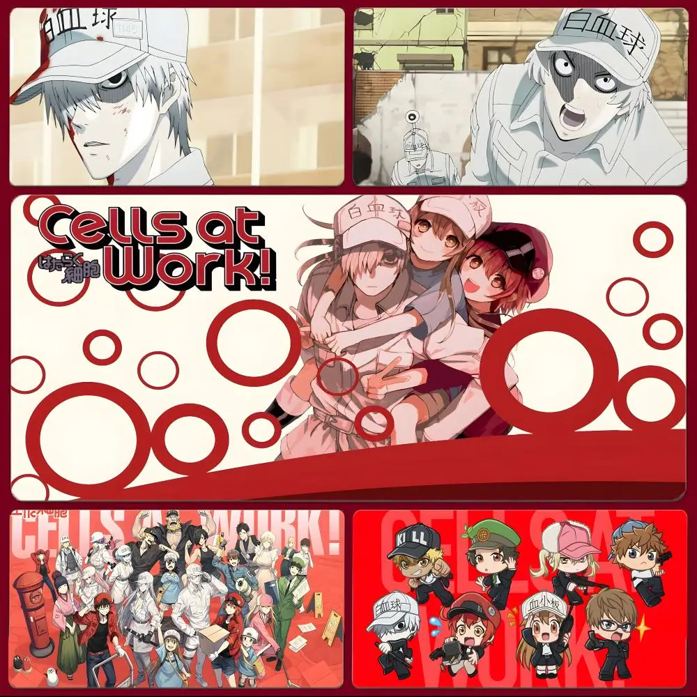 anime educational C-Cells at Work! Mouse Pad Large Gaming Mousepad with Stitched Edges Thickened Desk Mat PC