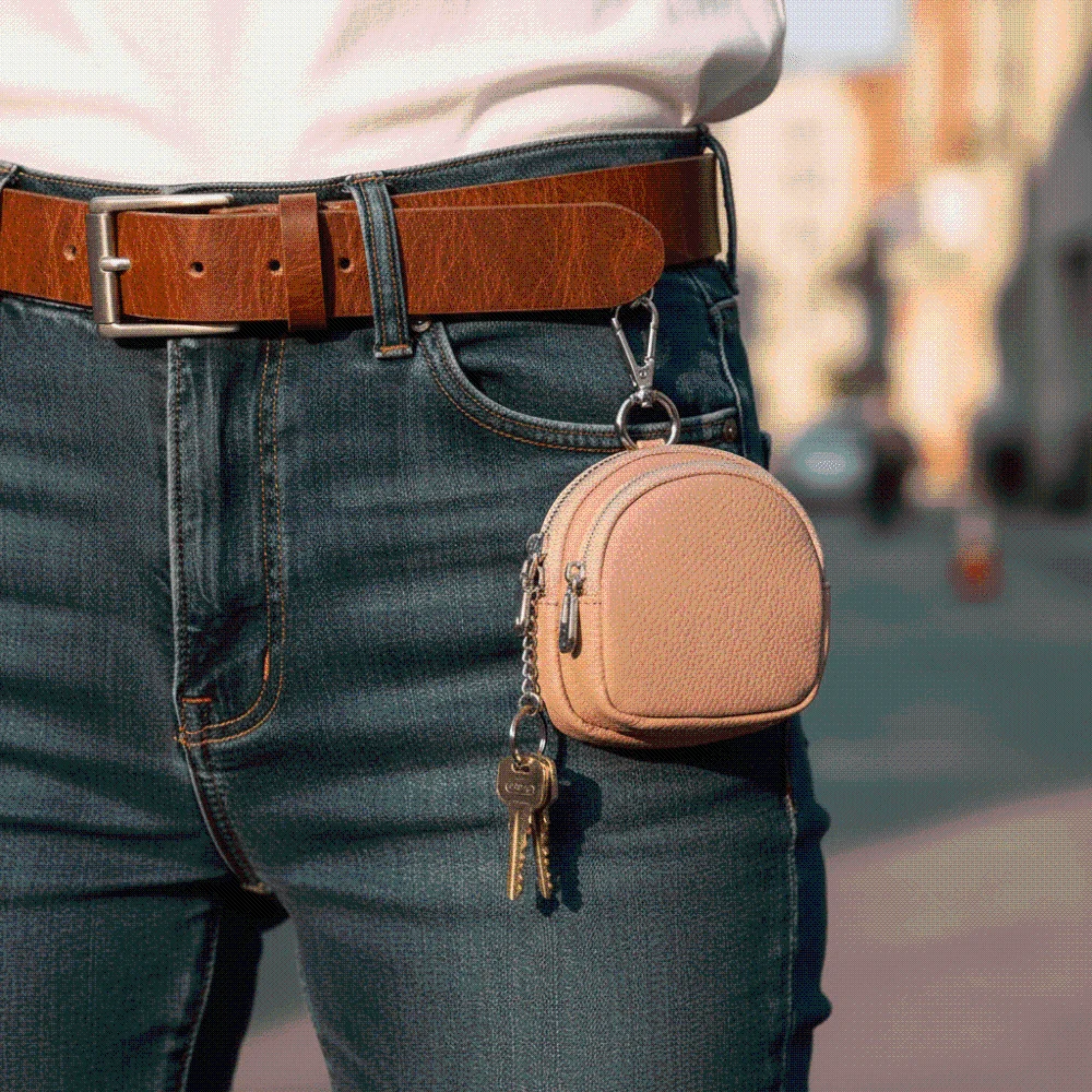 

Versatile Portable Leather Coin Purse Pouch Wallet Key Ring Round Bag Classic Simple Mini Money Bag Shopping