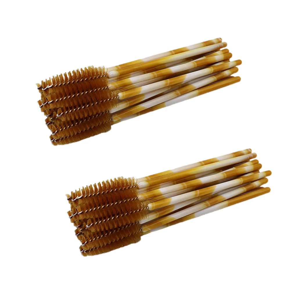 100 Stuks Nylon Wimperborstel Mascara Applicator Lash Scheiden Tool Make-Up Salon Wegwerp Draagbare Bruine Wimper Wands