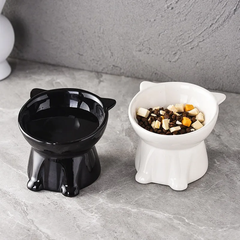 Large Capacity Cat Bowl Neck Protection Cat Food Bowl Slanted Mouth, High Feet Chin Protection Anti Overturning Pet Bowl