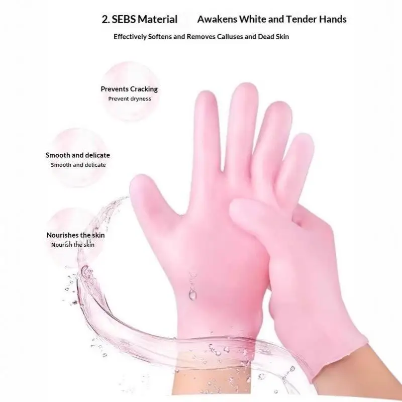 1 Pair Moisturizing Reusable Silicone Hand Mask Glove Set Deep Nourishing For Dry Cracked Hand Home Spa Skincare Tool