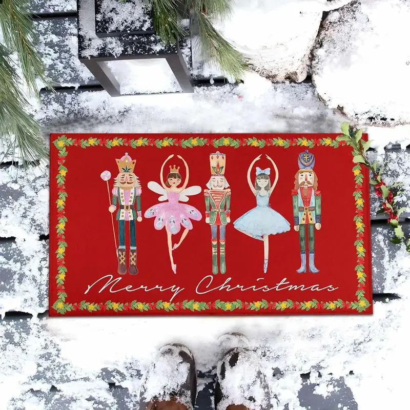 VIKAMA Nutcracker Ballerina Door MatChristmas Entryway Rug Non Slip For Front Door Indoor Outdoor Festive Holiday Decor