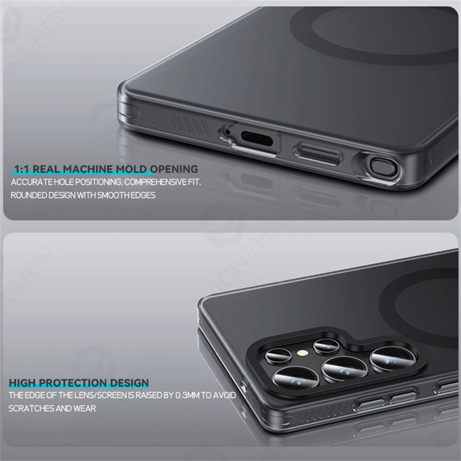 حافظة لهاتف Magsafe شفافة مضادة للصدمات لهاتف سامسونج جالاكسي S25 Ultra 25 Plus 5G Stong مغناطيسية غير لامعة غطاء حماية شفاف من البولي كربونات