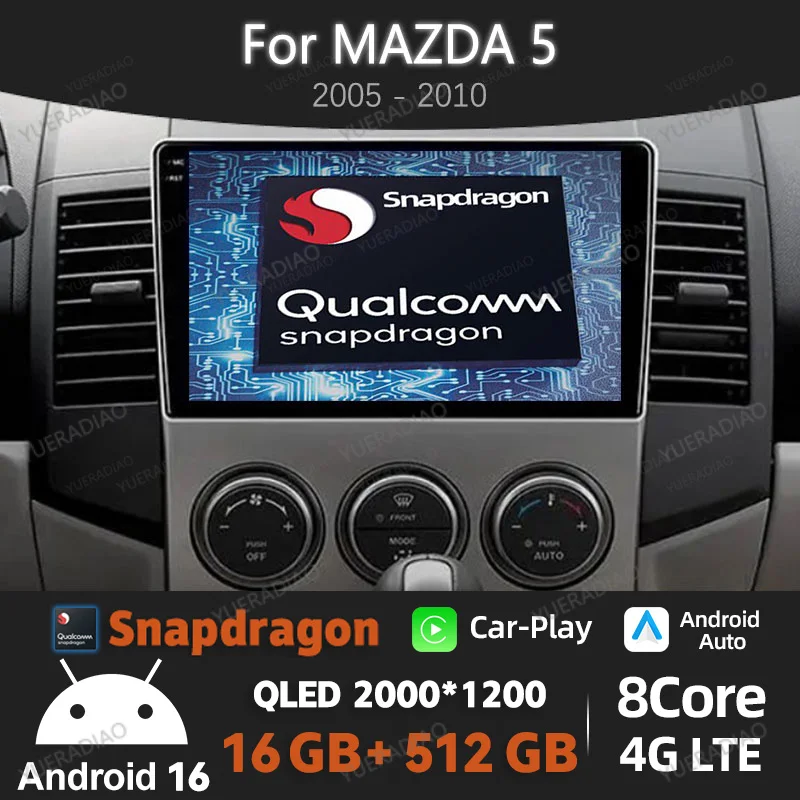 

Android 16 Car Radio For MAZDA 5 2005 2006 2007 2008 - 2010 Head Unit BT 4G LTE 5G WIFI Multimedia Video Player QLED GPS NAVI