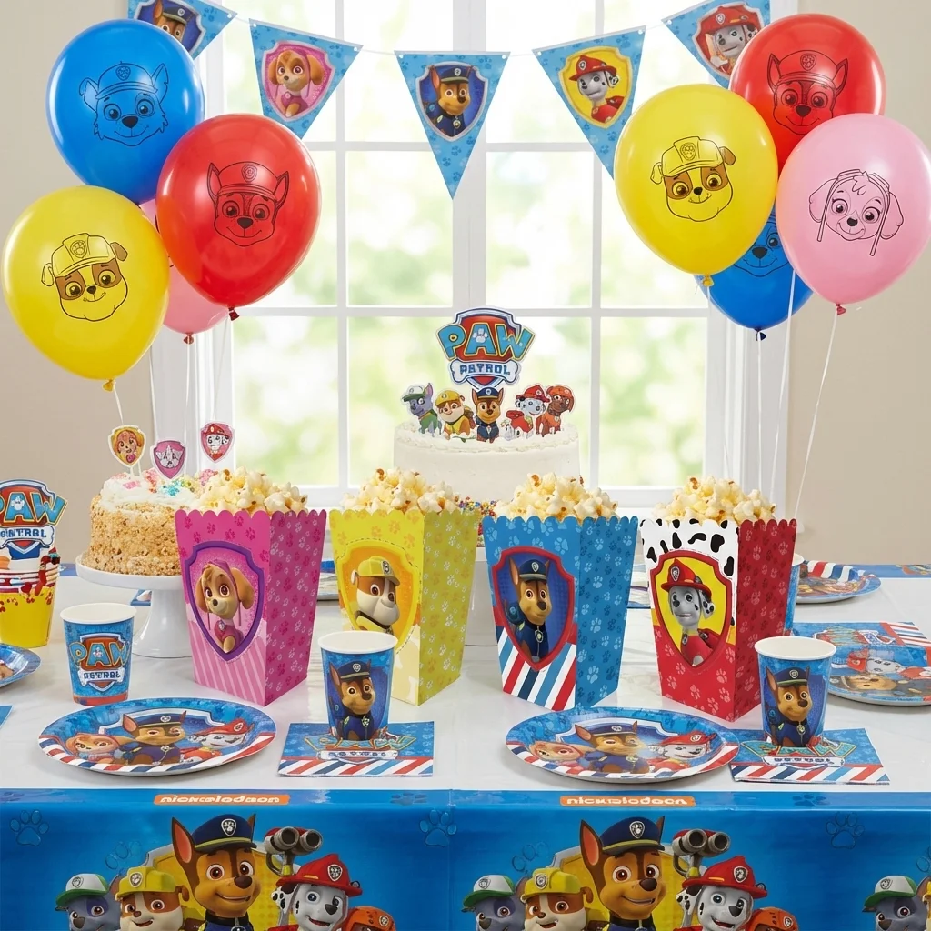 12-teiliges Paw Patrol Geburtstagsparty-Geschenkboxen-Set für Jungen & Mädchen Süßigkeiten Popcorn Schokolade Kekse Verpackung Partyzubehör