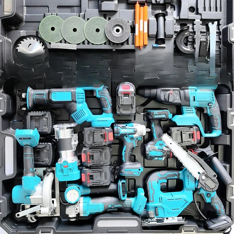 Rechargeable lithium battery electric hammer angle grinder cutting machine electric drill electric wrench chainsaw tool set