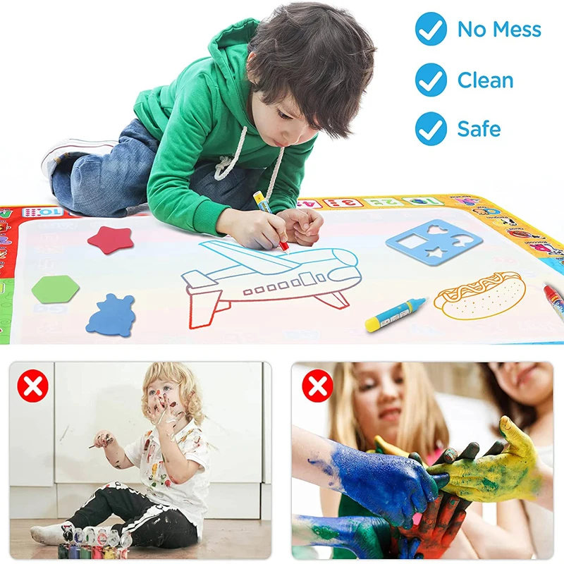 Coolplay Magic Water Drawing Mat Coloring Doodle Mat with Magic Pens Montessori Toys Painting Board Educational Toys for Kids