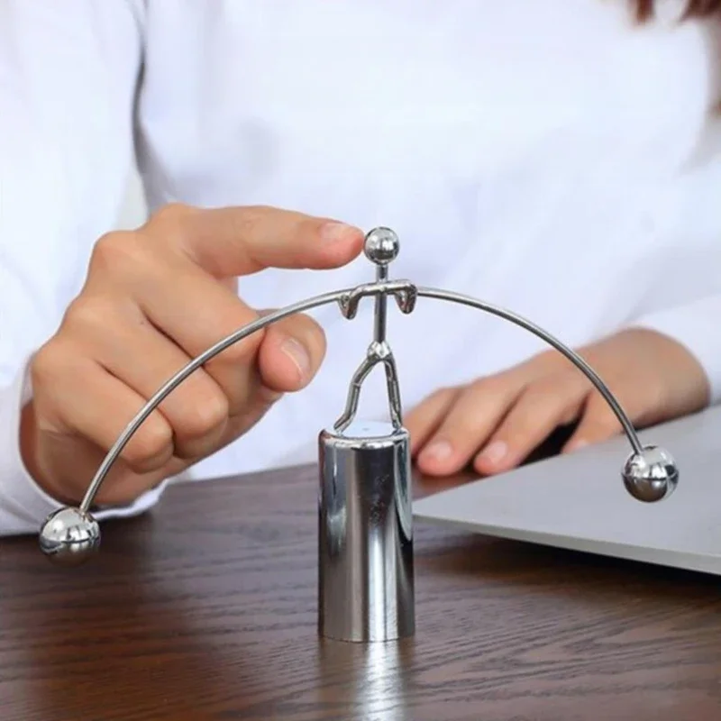 Balance Pendulum Small Weightlifting Cartoon Newton Physics Science Newton Pendulum Ball Motion Pendulum Iron Home Decoration