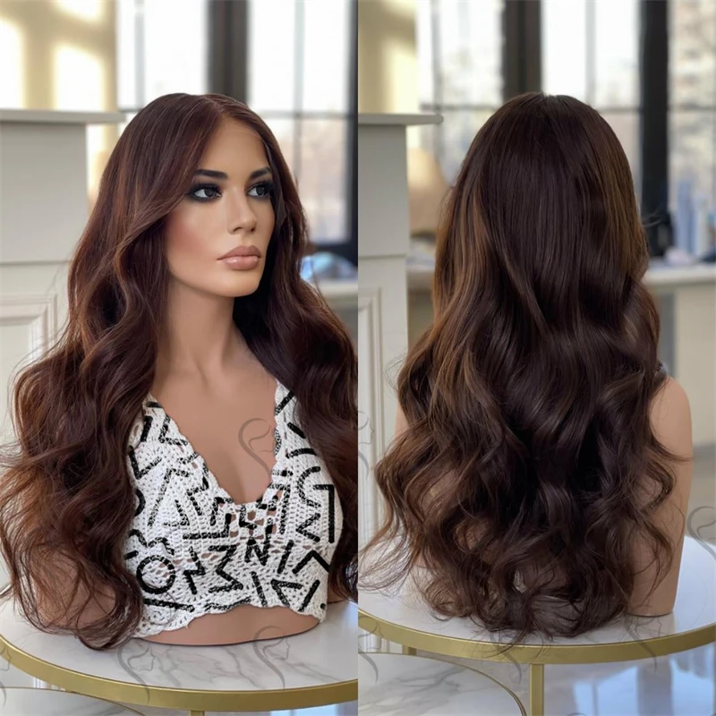 

Парик с омбре-оттенками шоколадно-коричневого цвета, синтетический, с HD-кружевом спереди, высококачественный, натуральный, длинный, волнистый, без клея, премиум-класса Futura