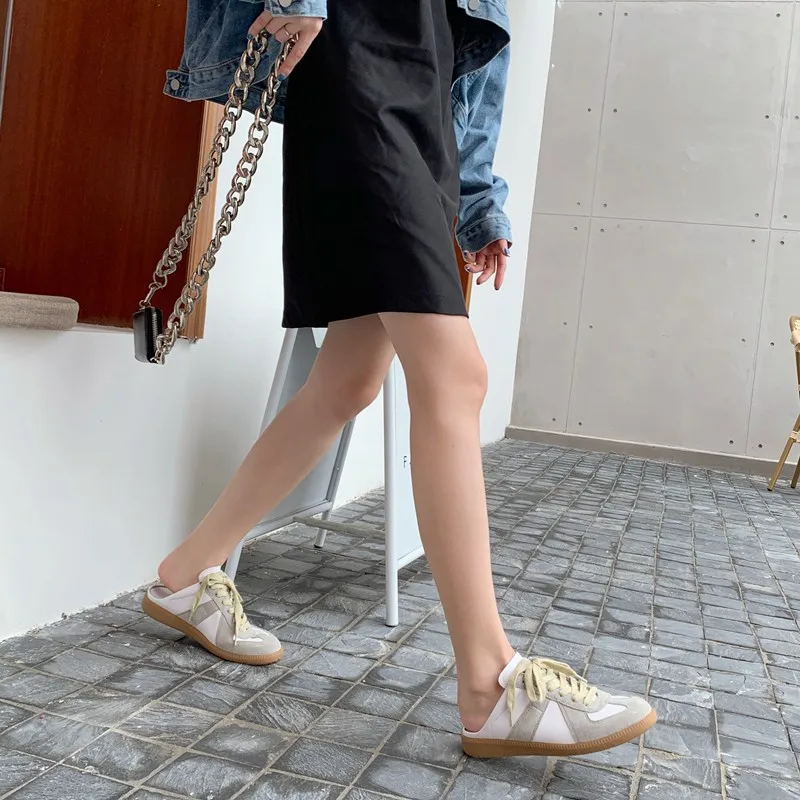 

Inking Pot Classic Versatile Genuine Leather Casual Sports Deqin oes Women's Plain oes Slip-On oes Cross-Band Design